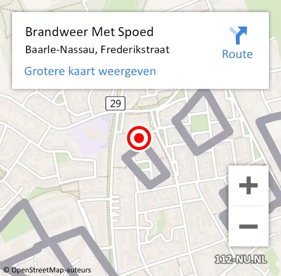 Locatie op kaart van de 112 melding: Brandweer Met Spoed Naar Baarle-Nassau, Frederikstraat op 21 april 2023 07:40