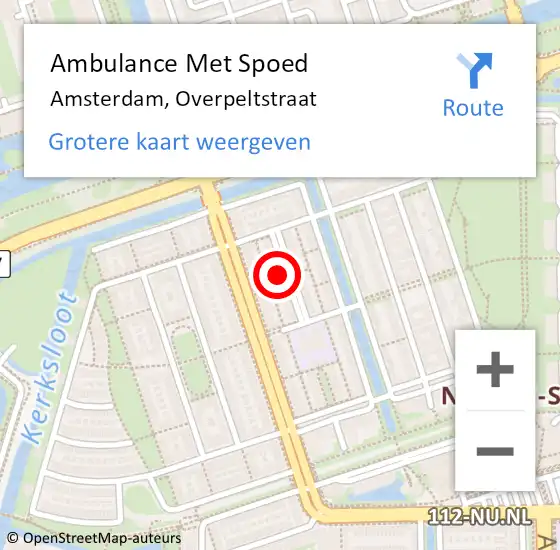 Locatie op kaart van de 112 melding: Ambulance Met Spoed Naar Amsterdam, Overpeltstraat op 21 april 2023 07:44