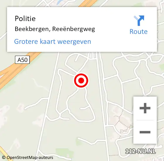 Locatie op kaart van de 112 melding: Politie Beekbergen, Reeënbergweg op 21 april 2023 07:52