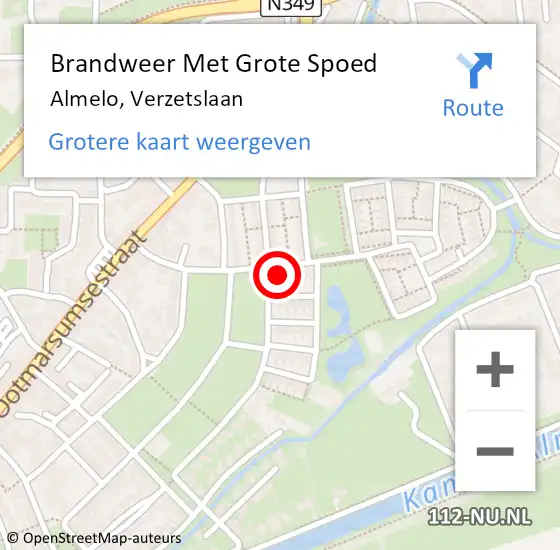 Locatie op kaart van de 112 melding: Brandweer Met Grote Spoed Naar Almelo, Verzetslaan op 21 april 2023 08:03