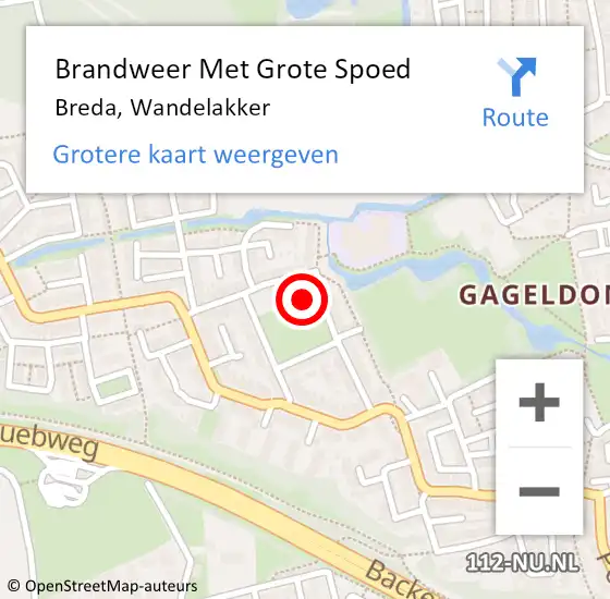 Locatie op kaart van de 112 melding: Brandweer Met Grote Spoed Naar Breda, Wandelakker op 21 april 2023 08:20