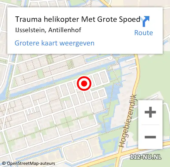 Locatie op kaart van de 112 melding: Trauma helikopter Met Grote Spoed Naar IJsselstein, Antillenhof op 21 april 2023 08:20