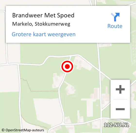 Locatie op kaart van de 112 melding: Brandweer Met Spoed Naar Markelo, Stokkumerweg op 21 april 2023 08:42