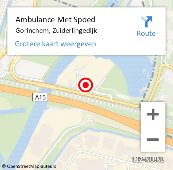 Locatie op kaart van de 112 melding: Ambulance Met Spoed Naar Gorinchem, Zuiderlingedijk op 21 april 2023 08:52