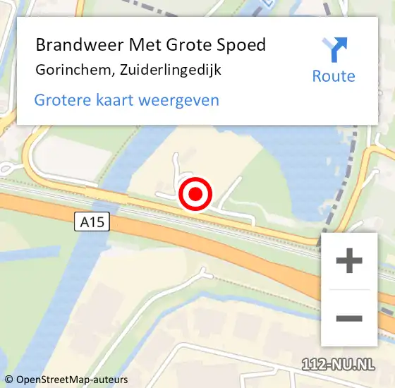 Locatie op kaart van de 112 melding: Brandweer Met Grote Spoed Naar Gorinchem, Zuiderlingedijk op 21 april 2023 09:10