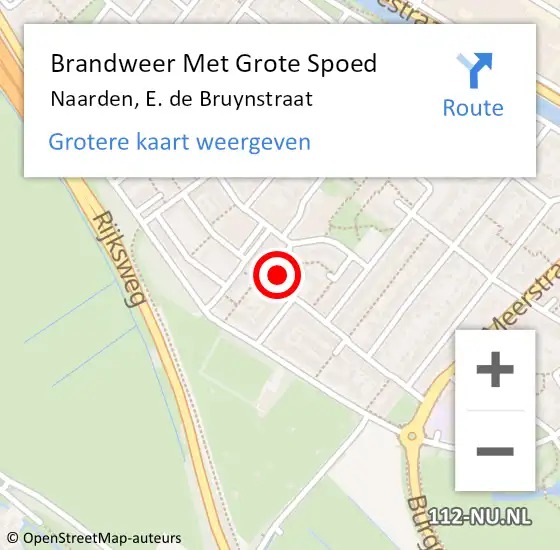 Locatie op kaart van de 112 melding: Brandweer Met Grote Spoed Naar Naarden, E. de Bruynstraat op 21 april 2023 09:36