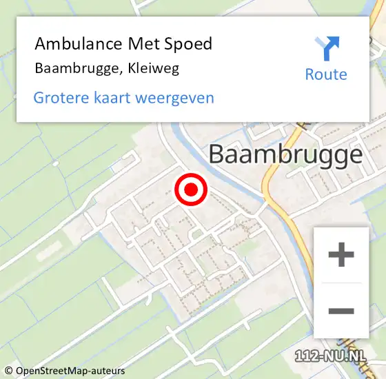 Locatie op kaart van de 112 melding: Ambulance Met Spoed Naar Baambrugge, Kleiweg op 21 april 2023 09:38