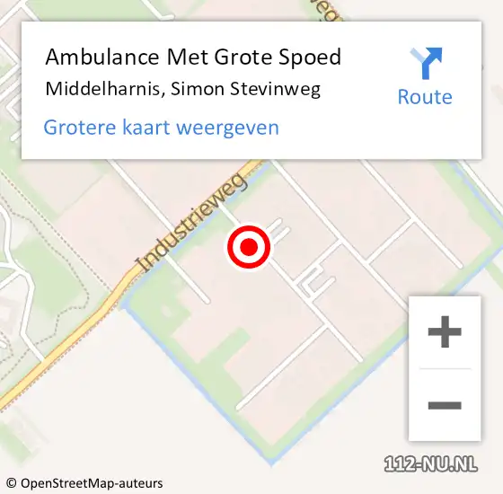 Locatie op kaart van de 112 melding: Ambulance Met Grote Spoed Naar Middelharnis, Simon Stevinweg op 21 april 2023 09:44