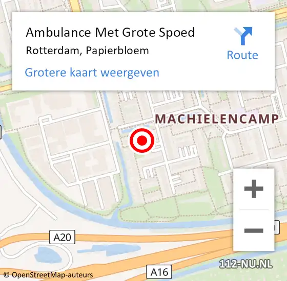 Locatie op kaart van de 112 melding: Ambulance Met Grote Spoed Naar Rotterdam, Papierbloem op 21 april 2023 10:06