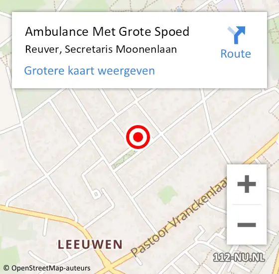 Locatie op kaart van de 112 melding: Ambulance Met Grote Spoed Naar Reuver, Secretaris Moonenlaan op 12 oktober 2013 11:33