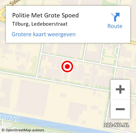 Locatie op kaart van de 112 melding: Politie Met Grote Spoed Naar Tilburg, Ledeboerstraat op 21 april 2023 10:19
