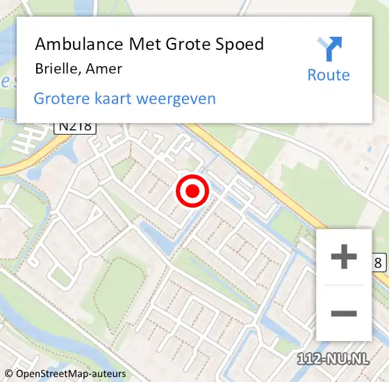 Locatie op kaart van de 112 melding: Ambulance Met Grote Spoed Naar Brielle, Amer op 21 april 2023 10:19