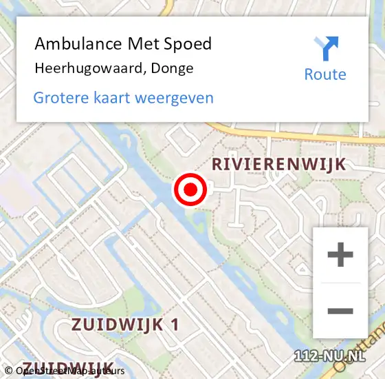 Locatie op kaart van de 112 melding: Ambulance Met Spoed Naar Heerhugowaard, Donge op 21 april 2023 10:34