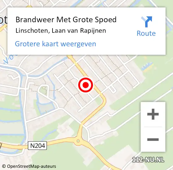 Locatie op kaart van de 112 melding: Brandweer Met Grote Spoed Naar Linschoten, Laan van Rapijnen op 21 april 2023 11:13