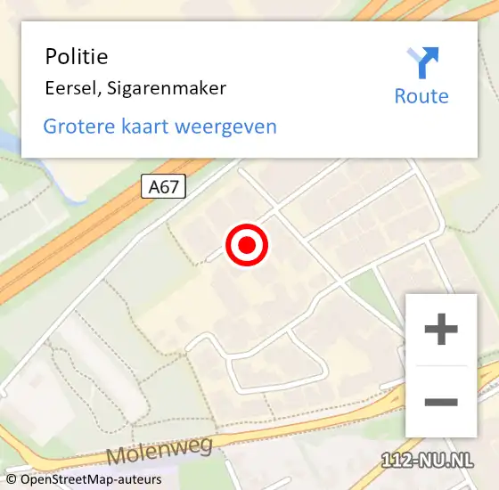 Locatie op kaart van de 112 melding: Politie Eersel, Sigarenmaker op 21 april 2023 11:26