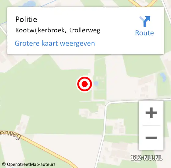 Locatie op kaart van de 112 melding: Politie Kootwijkerbroek, Krollerweg op 21 april 2023 11:26