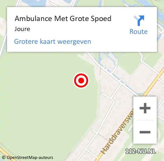 Locatie op kaart van de 112 melding: Ambulance Met Grote Spoed Naar Joure op 21 april 2023 11:31