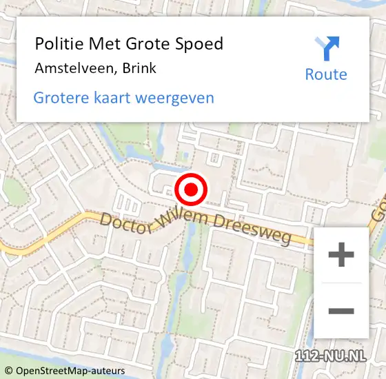 Locatie op kaart van de 112 melding: Politie Met Grote Spoed Naar Amstelveen, Brink op 21 april 2023 11:53