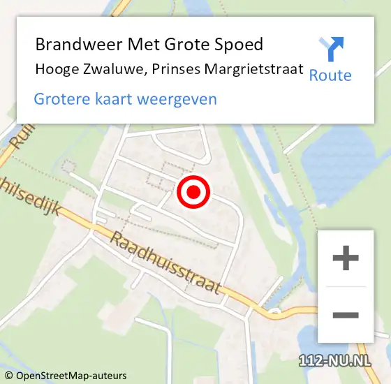 Locatie op kaart van de 112 melding: Brandweer Met Grote Spoed Naar Hooge Zwaluwe, Prinses Margrietstraat op 21 april 2023 12:37