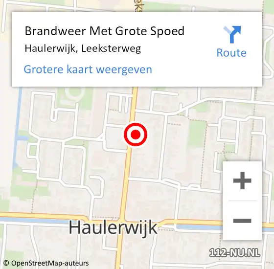Locatie op kaart van de 112 melding: Brandweer Met Grote Spoed Naar Haulerwijk, Leeksterweg op 21 april 2023 12:42