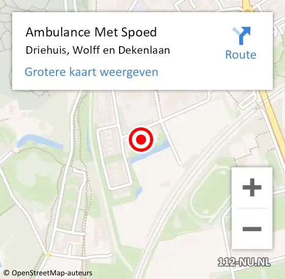 Locatie op kaart van de 112 melding: Ambulance Met Spoed Naar Driehuis, Wolff en Dekenlaan op 21 april 2023 12:43