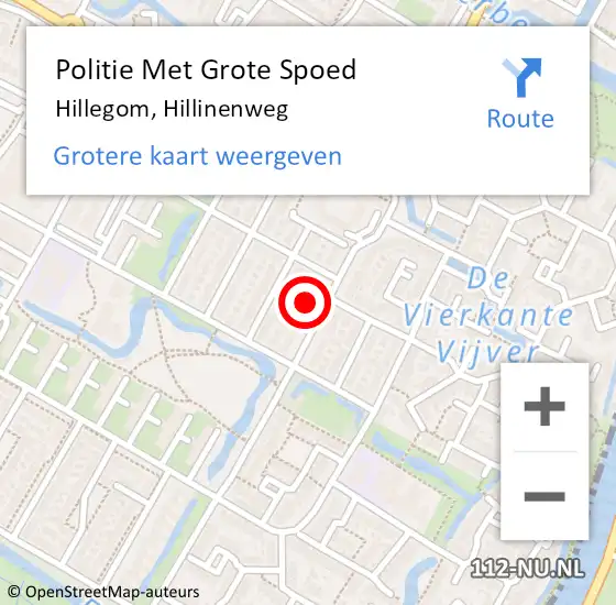 Locatie op kaart van de 112 melding: Politie Met Grote Spoed Naar Hillegom, Hillinenweg op 21 april 2023 13:02