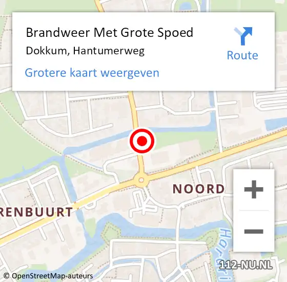 Locatie op kaart van de 112 melding: Brandweer Met Grote Spoed Naar Dokkum, Hantumerweg op 21 april 2023 13:02