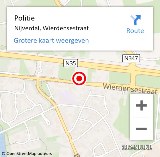 Locatie op kaart van de 112 melding: Politie Nijverdal, Wierdensestraat op 21 april 2023 13:42