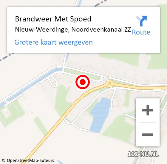 Locatie op kaart van de 112 melding: Brandweer Met Spoed Naar Nieuw-Weerdinge, Noordveenkanaal ZZ op 21 april 2023 13:43