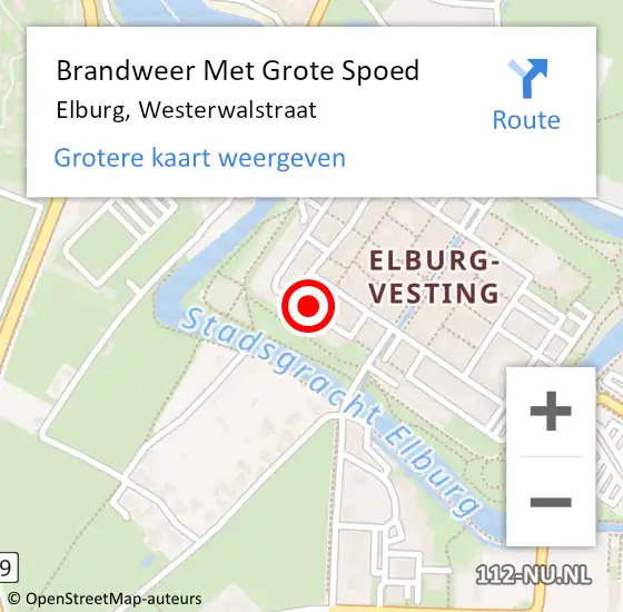 Locatie op kaart van de 112 melding: Brandweer Met Grote Spoed Naar Elburg, Westerwalstraat op 21 april 2023 13:50