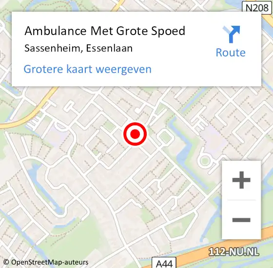 Locatie op kaart van de 112 melding: Ambulance Met Grote Spoed Naar Sassenheim, Essenlaan op 21 april 2023 14:02