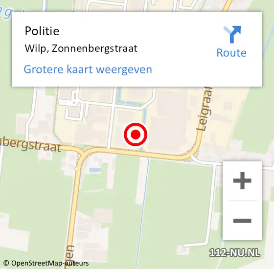 Locatie op kaart van de 112 melding: Politie Wilp, Zonnenbergstraat op 21 april 2023 14:04