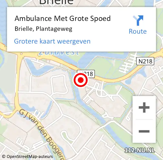 Locatie op kaart van de 112 melding: Ambulance Met Grote Spoed Naar Brielle, Plantageweg op 21 april 2023 14:05