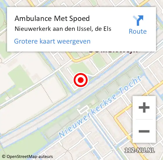 Locatie op kaart van de 112 melding: Ambulance Met Spoed Naar Nieuwerkerk aan den IJssel, de Els op 21 april 2023 14:07