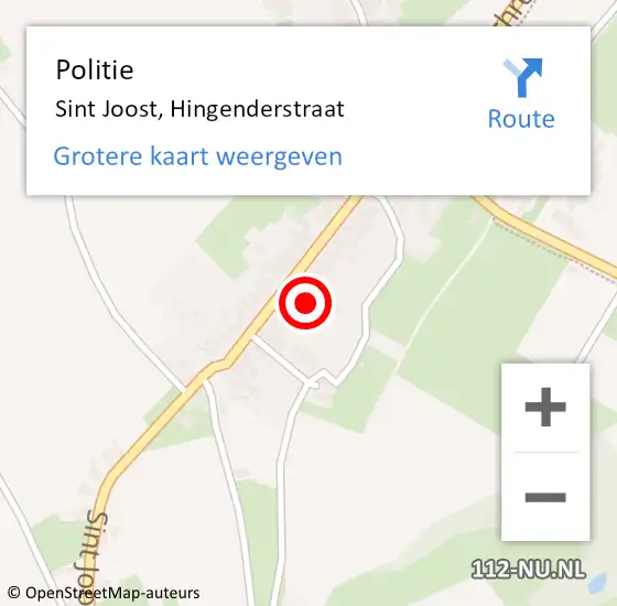 Locatie op kaart van de 112 melding: Politie Sint Joost, Hingenderstraat op 21 april 2023 14:19