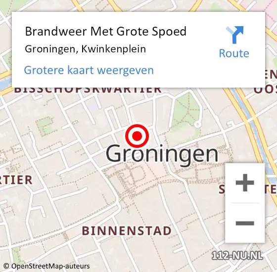 Locatie op kaart van de 112 melding: Brandweer Met Grote Spoed Naar Groningen, Kwinkenplein op 21 april 2023 14:37