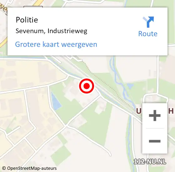 Locatie op kaart van de 112 melding: Politie Sevenum, Industrieweg op 21 april 2023 14:49