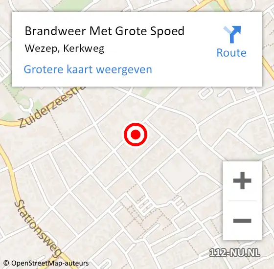 Locatie op kaart van de 112 melding: Brandweer Met Grote Spoed Naar Wezep, Kerkweg op 21 april 2023 14:54