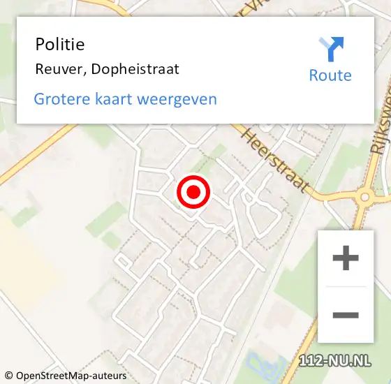 Locatie op kaart van de 112 melding: Politie Reuver, Dopheistraat op 21 april 2023 15:03