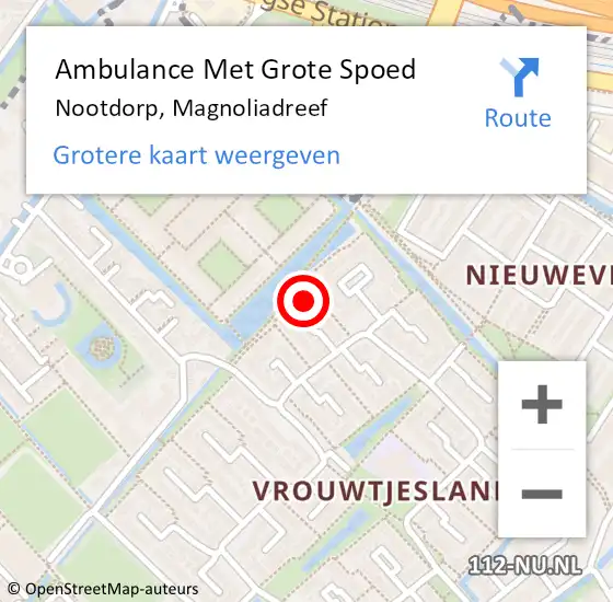 Locatie op kaart van de 112 melding: Ambulance Met Grote Spoed Naar Nootdorp, Magnoliadreef op 21 april 2023 15:14