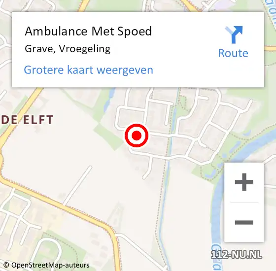 Locatie op kaart van de 112 melding: Ambulance Met Spoed Naar Grave, Vroegeling op 22 augustus 2014 22:40