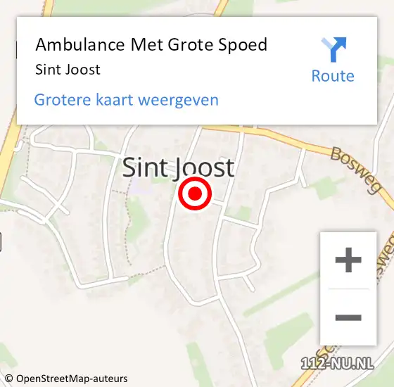 Locatie op kaart van de 112 melding: Ambulance Met Grote Spoed Naar Sint Joost op 21 april 2023 15:23