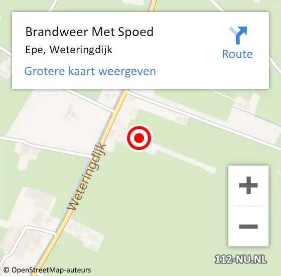 Locatie op kaart van de 112 melding: Brandweer Met Spoed Naar Epe, Weteringdijk op 21 april 2023 15:33