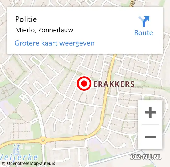 Locatie op kaart van de 112 melding: Politie Mierlo, Zonnedauw op 21 april 2023 15:34