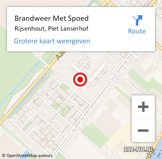 Locatie op kaart van de 112 melding: Brandweer Met Spoed Naar Rijsenhout, Piet Lanserhof op 21 april 2023 15:45