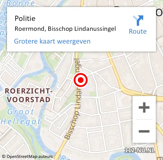 Locatie op kaart van de 112 melding: Politie Roermond, Bisschop Lindanussingel op 21 april 2023 15:55