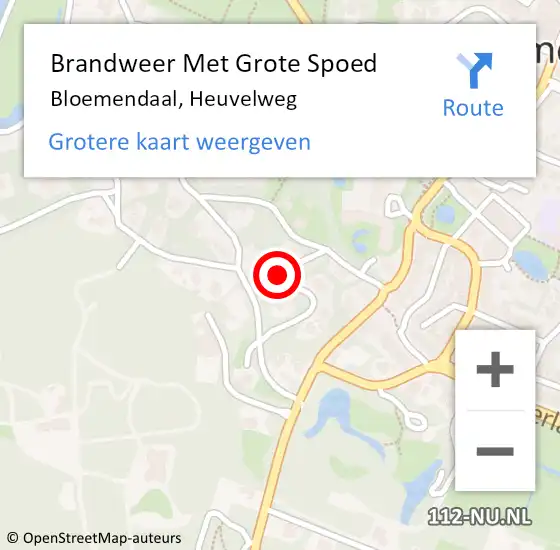 Locatie op kaart van de 112 melding: Brandweer Met Grote Spoed Naar Bloemendaal, Heuvelweg op 21 april 2023 16:30