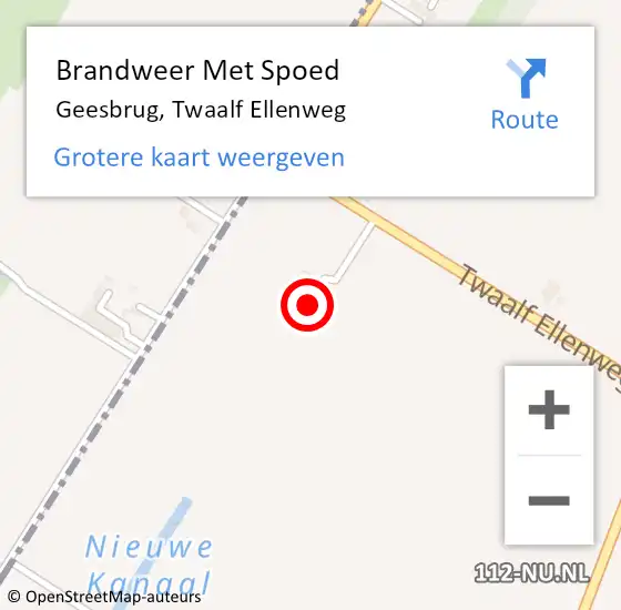 Locatie op kaart van de 112 melding: Brandweer Met Spoed Naar Geesbrug, Twaalf Ellenweg op 21 april 2023 16:34