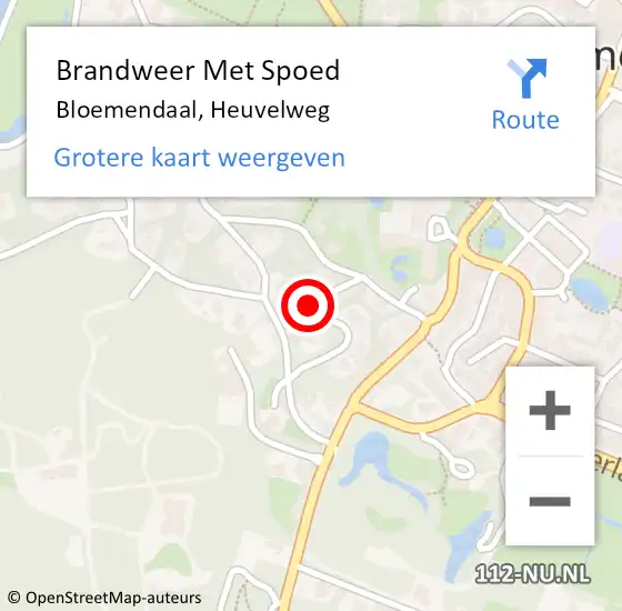 Locatie op kaart van de 112 melding: Brandweer Met Spoed Naar Bloemendaal, Heuvelweg op 21 april 2023 16:50