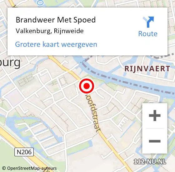 Locatie op kaart van de 112 melding: Brandweer Met Spoed Naar Valkenburg, Rijnweide op 21 april 2023 17:37